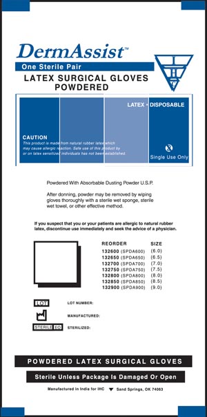 INNOVATIVE DERMASSIST SURGICAL POWDERED GLOVES